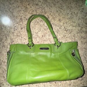 Coach Lime Green Leather Shoulder Bag